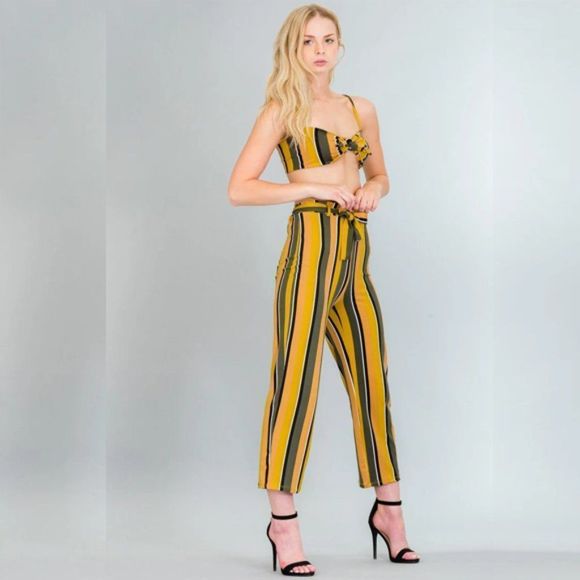 Vertical Stripe 2 Piece Set - Tropical Set - Vacation Set - Vacation Apparel - Picture 4 of 5